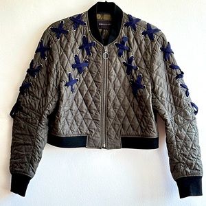BCBG MaxAzria Colin Lace up bomber cropped jacket Size S